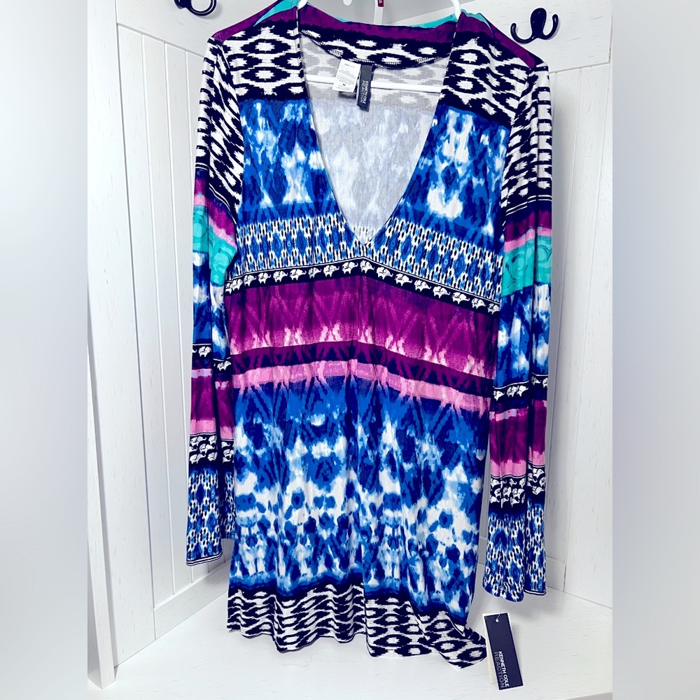 Kenneth Cole Reaction Bright Safari Print tunic top/swim coverup
